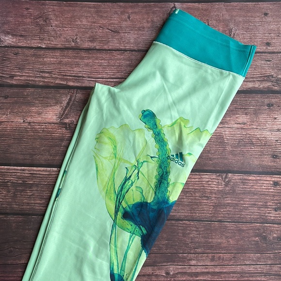 ADIDAS | Climalite midrise green tropical oceanic print workout leggings - Picture 4 of 8